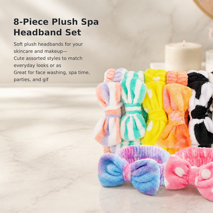 8-Pack Spa Headbands for Girls and Women