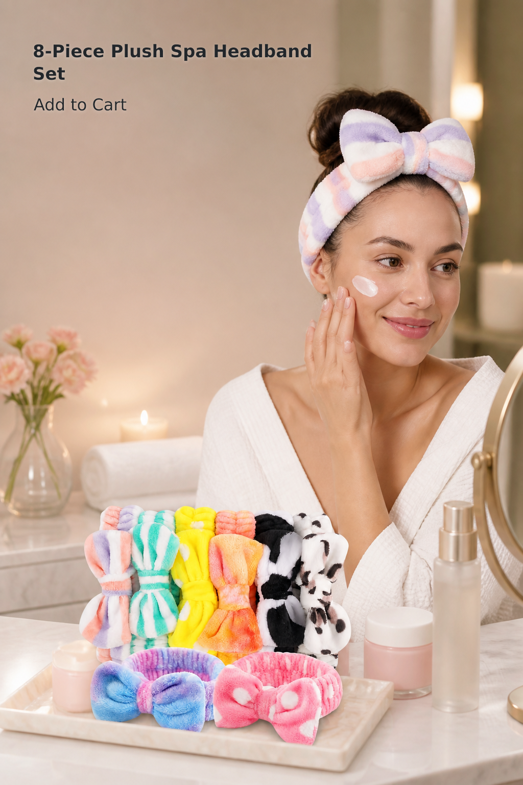 8-Pack Spa Headbands for Girls and Women